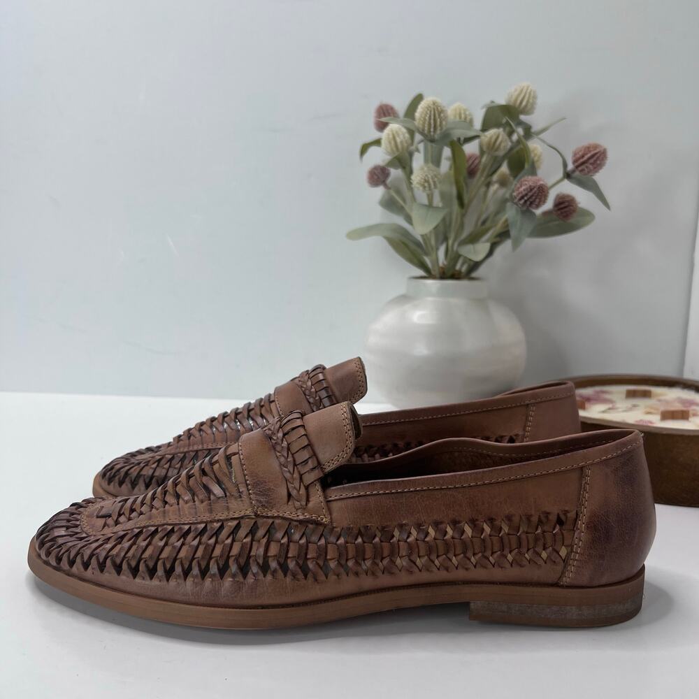 Rustic Asphalt Huarache Woven Leather Sandal Slip On Brown Men 10 Light wear